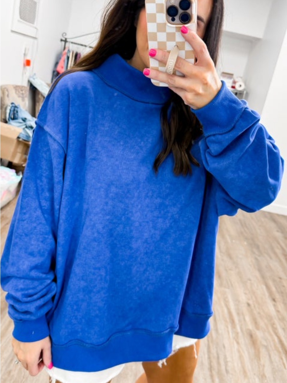 Vintage wash mock neck sweatshirt